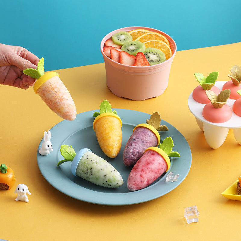 Creative Cute Potted Ice Cream Mold Children Cartoon Summer 6-Cell Household Detachable Ice Mold Customization