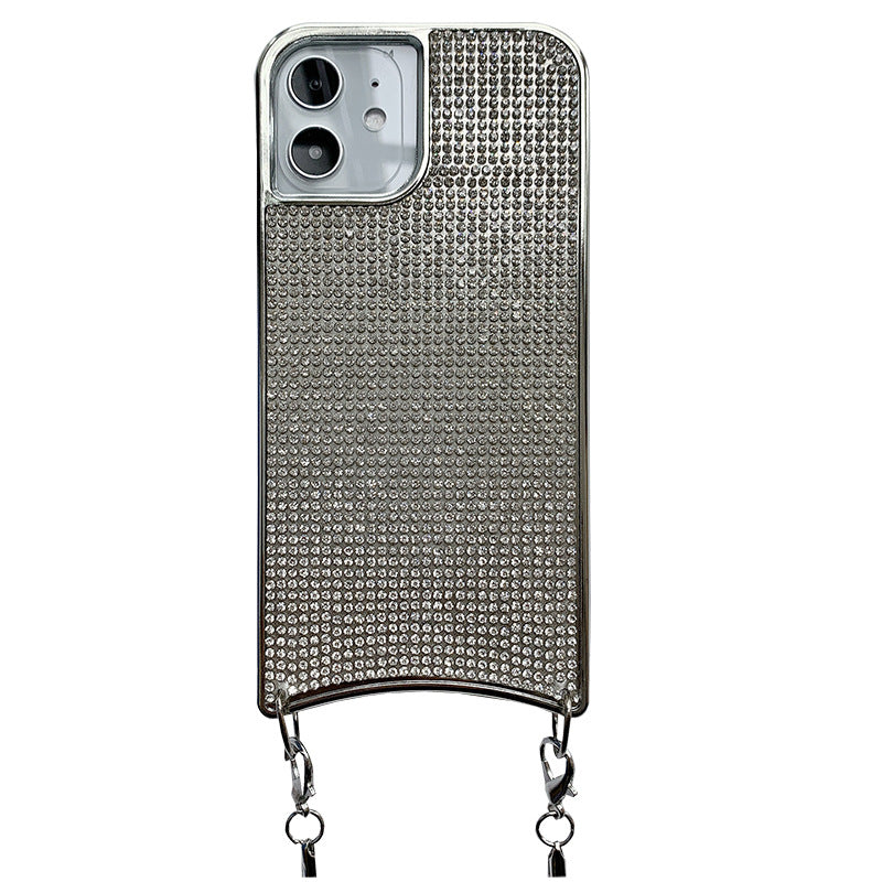 Compatible with Apple, Sparkle Glitter Strap Cord Chain Phone Necklace Lanyard Phone Case Carry Cover Hang For iPhone 12 11 Pro XS Max XR X 7 8 Plus 12