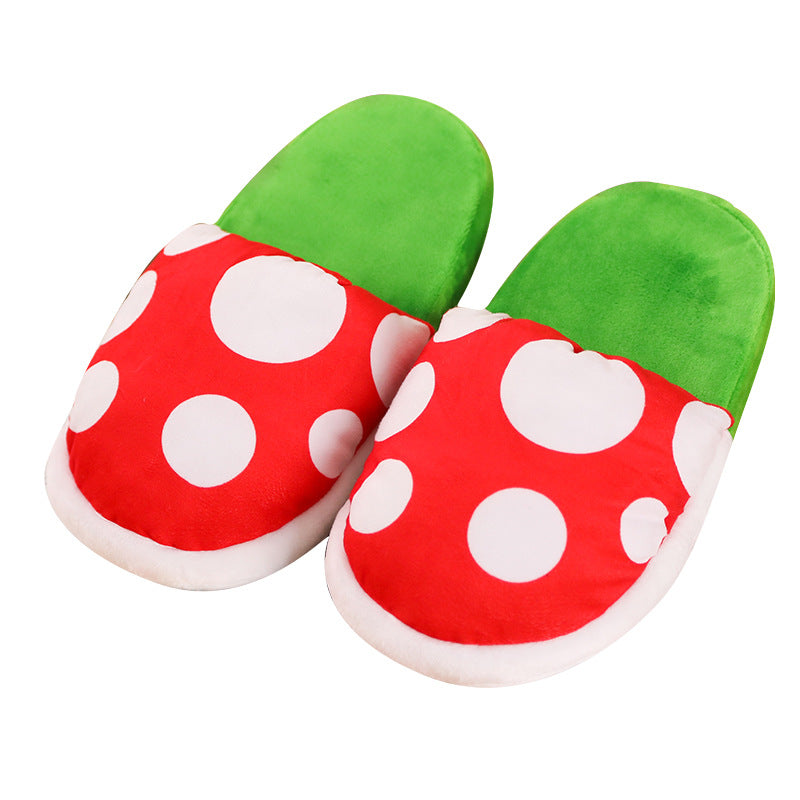 Cute Japan Anime Super Mario Bros Piranha Decoration Flower Autumn&winter Plush Slipper Cosplay Home Warm Shoes