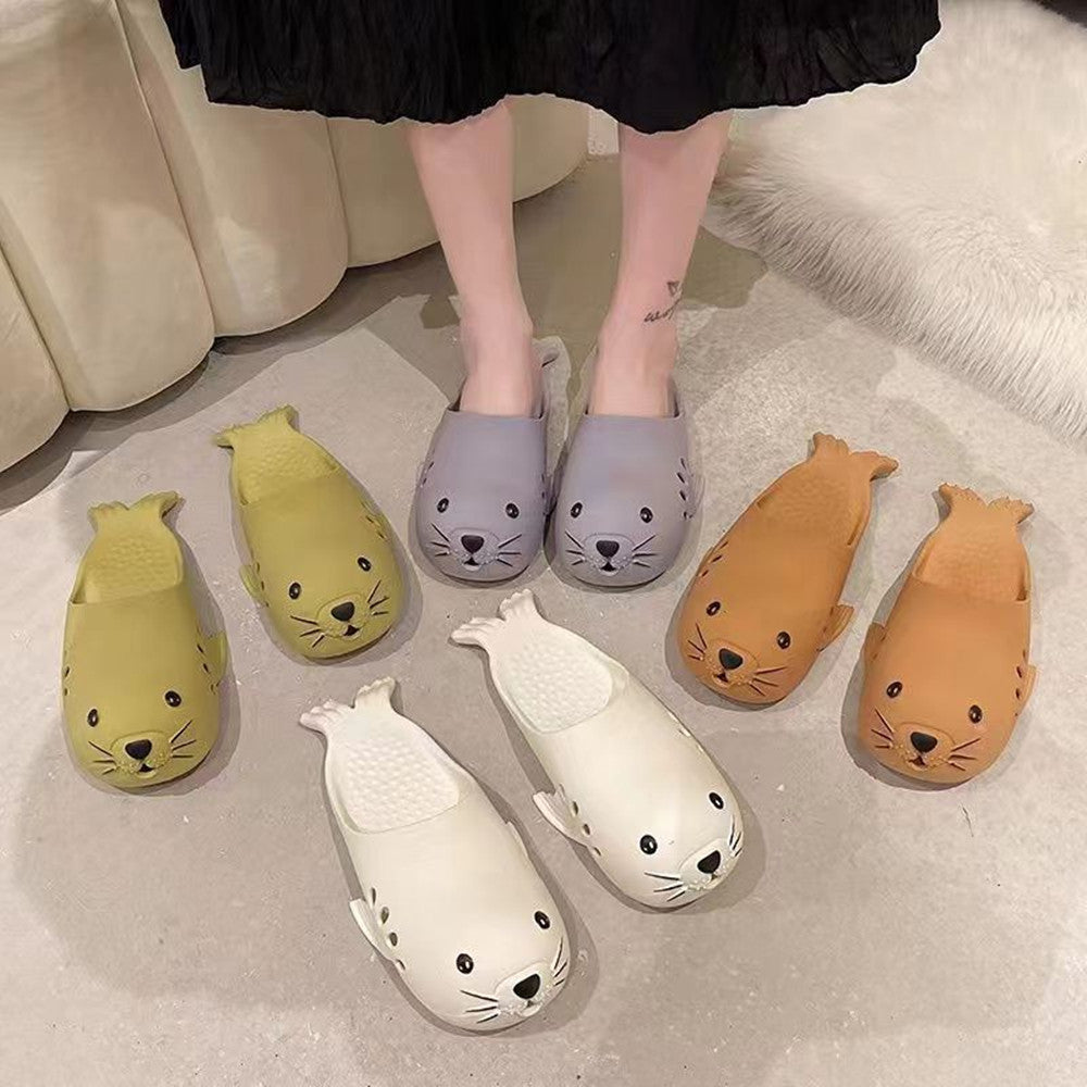Cute Cartoon Wearing Sandals And Slippers At Home