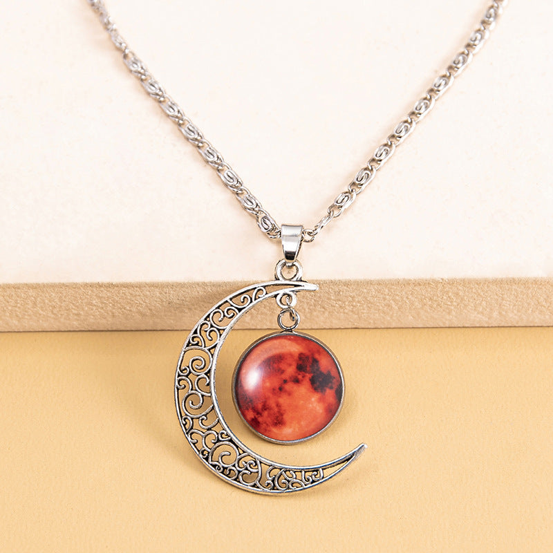 Fashion Glowing Red Luminous Moon Necklace