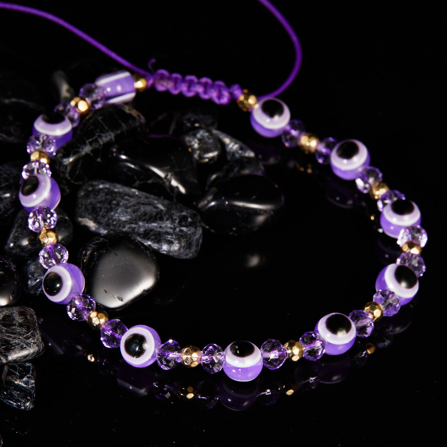 Eye Crystal Bead Pull Adjustable Bracelet