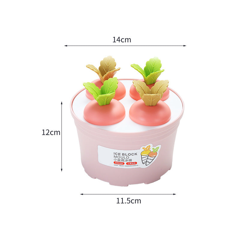 Creative Cute Potted Ice Cream Mold Children Cartoon Summer 6-Cell Household Detachable Ice Mold Customization