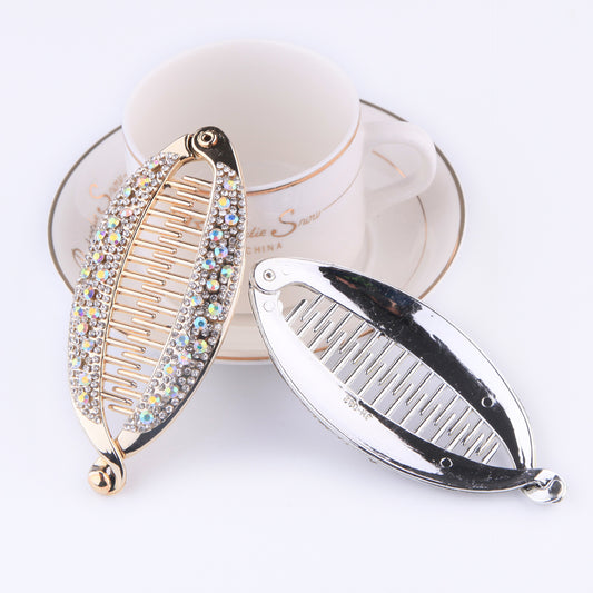 Popular Diamond Rhinestone Electroplating Fish Banana Fish-shaped Hair Clip