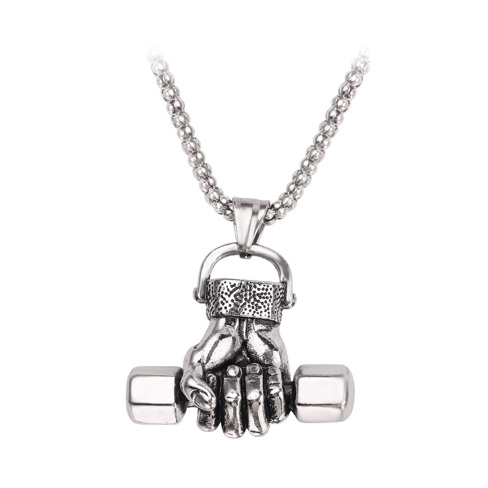 Gym dumbbell necklace