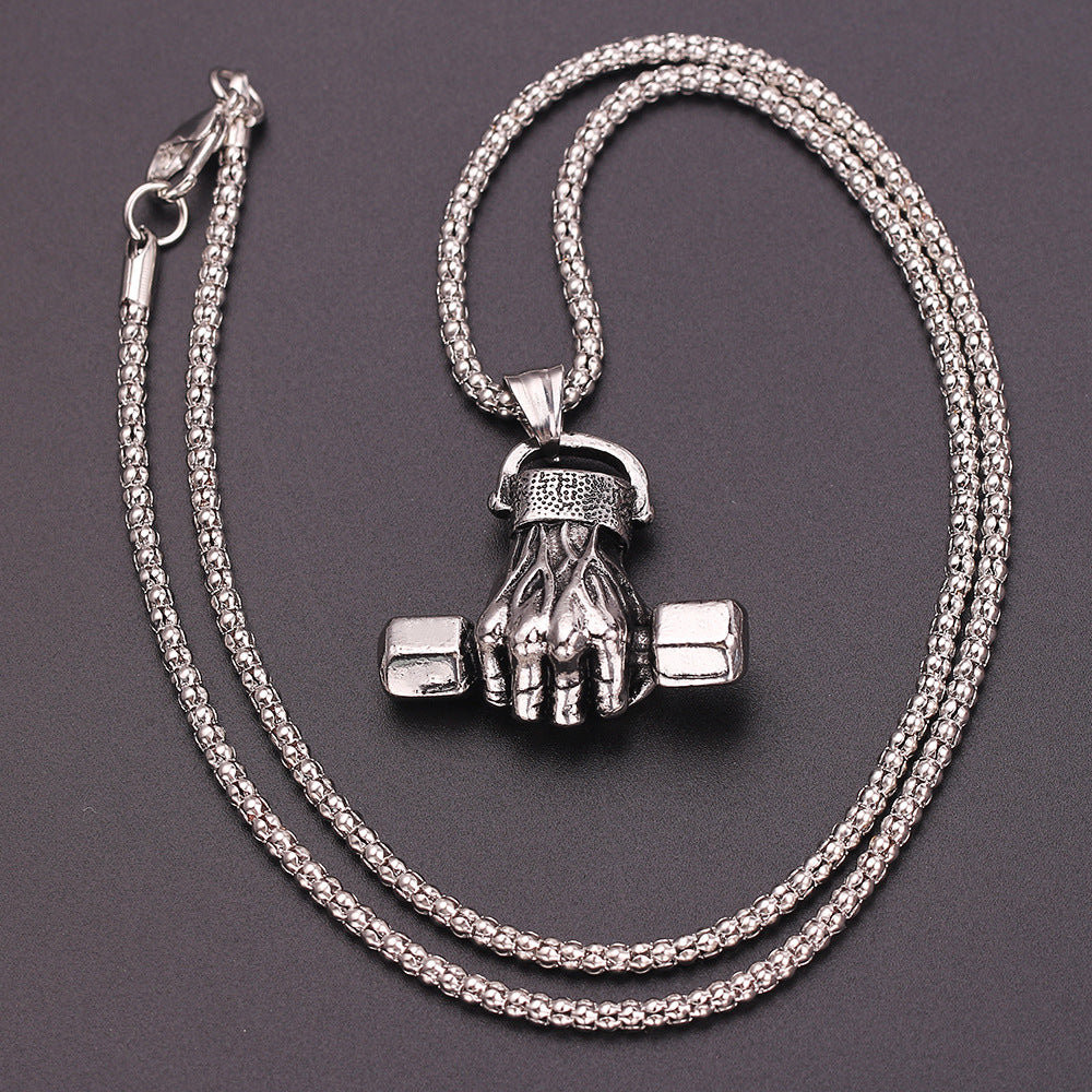 Gym dumbbell necklace