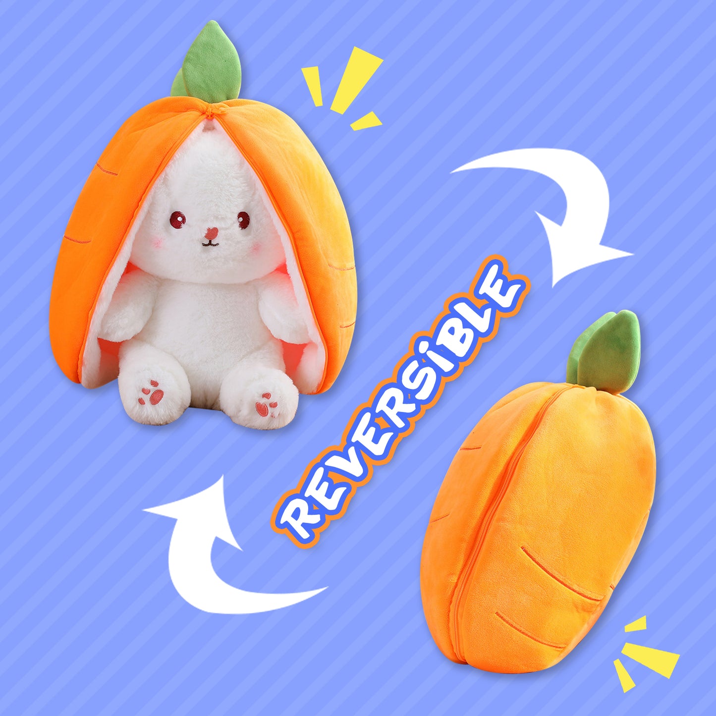 Kawaii Fruit Transfigured Bunny Plush Toy Cute Carrot Strawberry Turn Into Rabbit Plush Toy Kids Birthday Christmas Gift Muppet