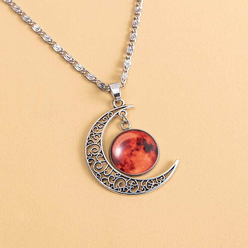 Fashion Glowing Red Luminous Moon Necklace