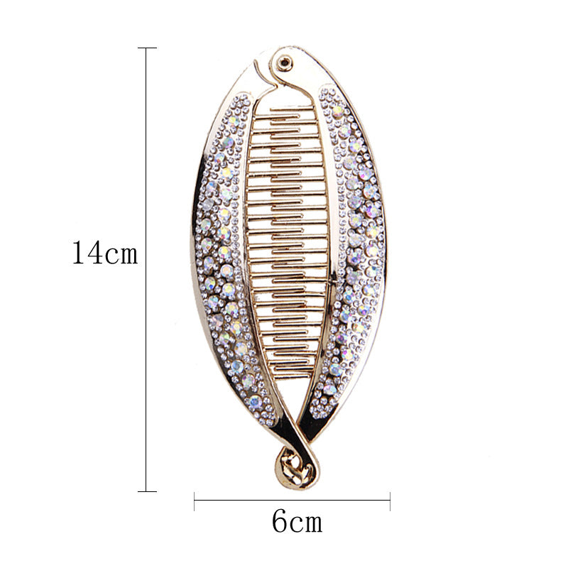 Popular Diamond Rhinestone Electroplating Fish Banana Fish-shaped Hair Clip