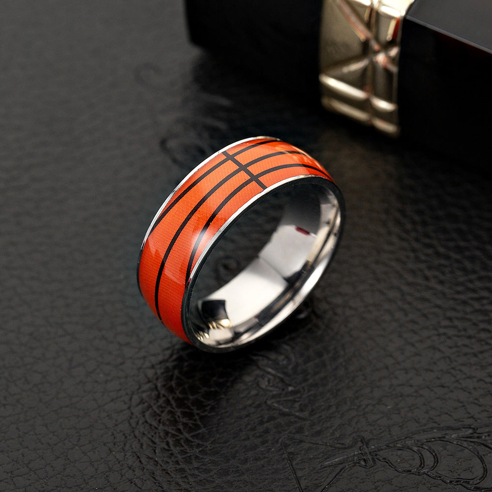 Football basketball football titanium steel ring