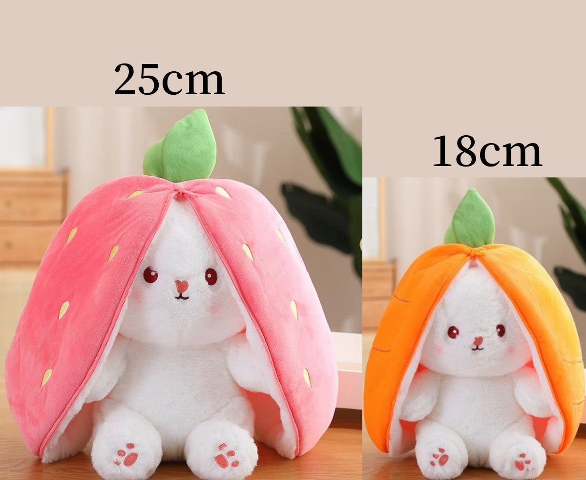 Kawaii Fruit Transfigured Bunny Plush Toy Cute Carrot Strawberry Turn Into Rabbit Plush Toy Kids Birthday Christmas Gift Muppet