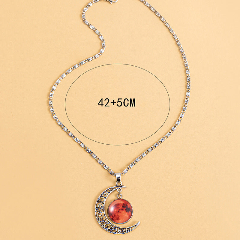 Fashion Glowing Red Luminous Moon Necklace