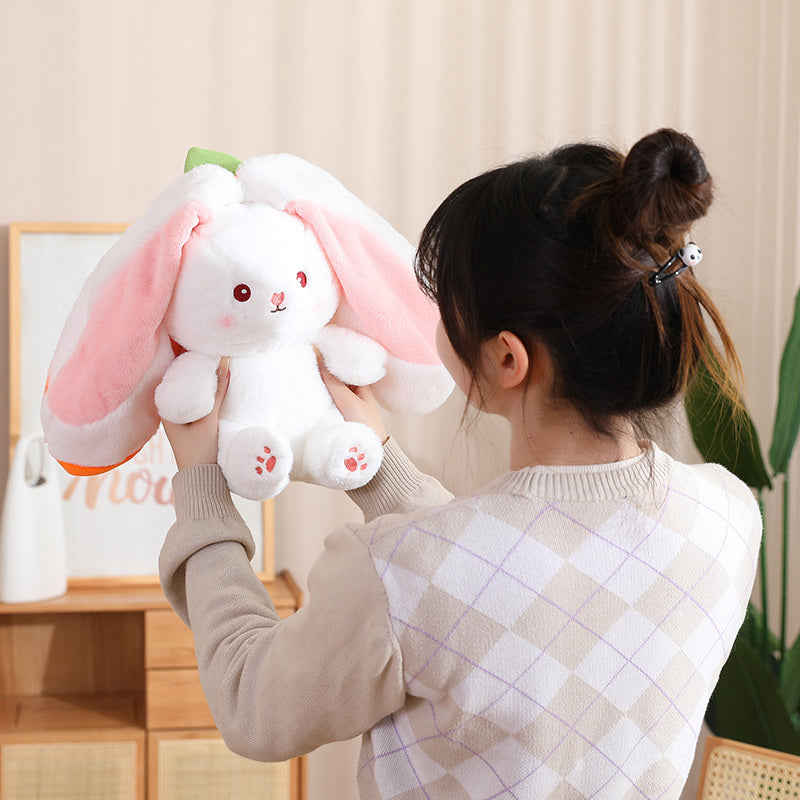 Kawaii Fruit Transfigured Bunny Plush Toy Cute Carrot Strawberry Turn Into Rabbit Plush Toy Kids Birthday Christmas Gift Muppet