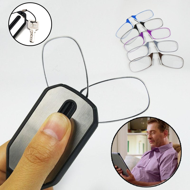 Mini Nose Clip On Portable Reading Glasses Men For Women Rimless Portable Magnifying Presbyopic Glasses Eyewear Ladies