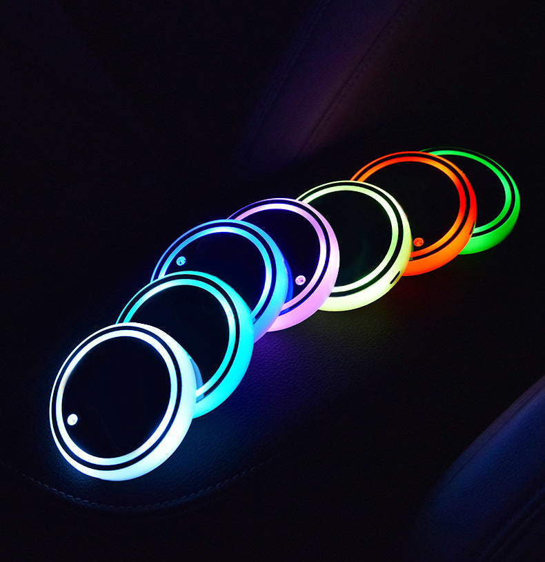 Car LED Luminous Water Coaster Solar USB Charging